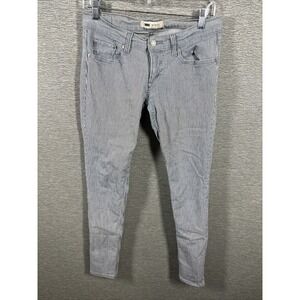 Levi's 524 Ultra Low Rise Skinny Leg Jeans Womens Blue White Striped Size 32